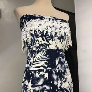 Trixxi navy blue and ivory maxi dress